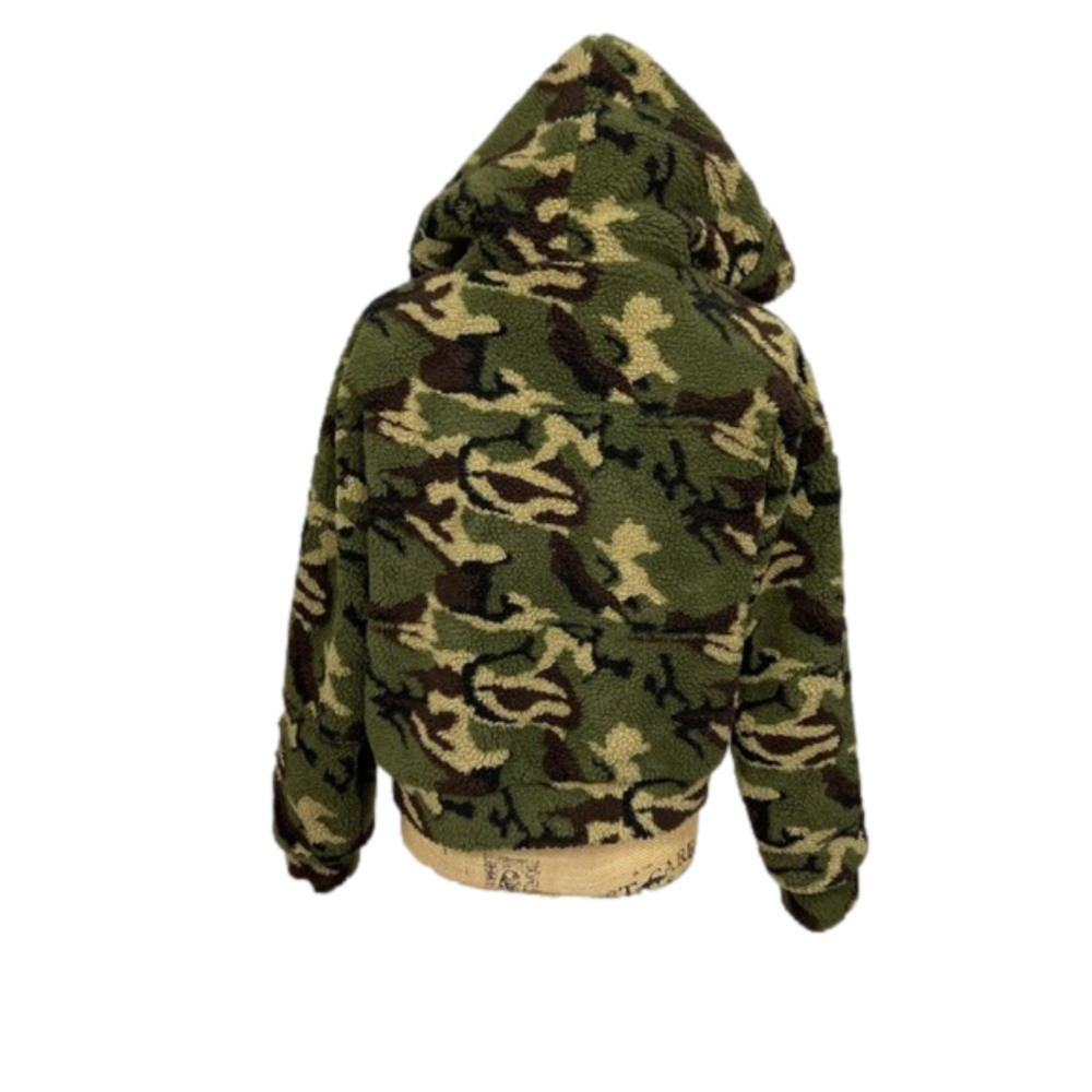 AUDREY Teddy Bear Sherpa HoodedArmy Camo  Jacket NWT - Picture 8 of 12